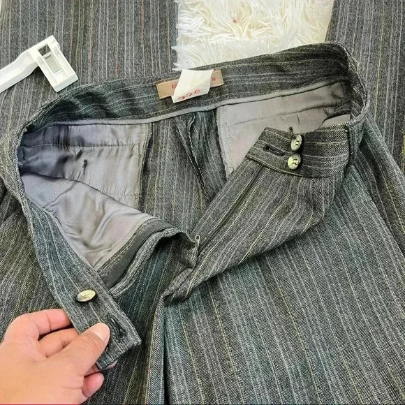 Etro Womens Wool Striped High Rise Wide Leg Pants Trousers Gray Size 38 - Picture 9 of 12